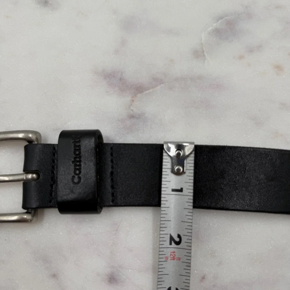 Carhartt Men A92 BLK Black Top Grain English Bridle Leather Belt Made in USA 42